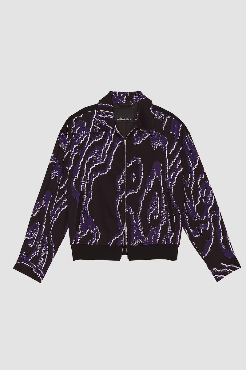 Printed Zip-Front Bowler Jacket-black #0 Printed Zip-Front Bowler Jacket, null- 6