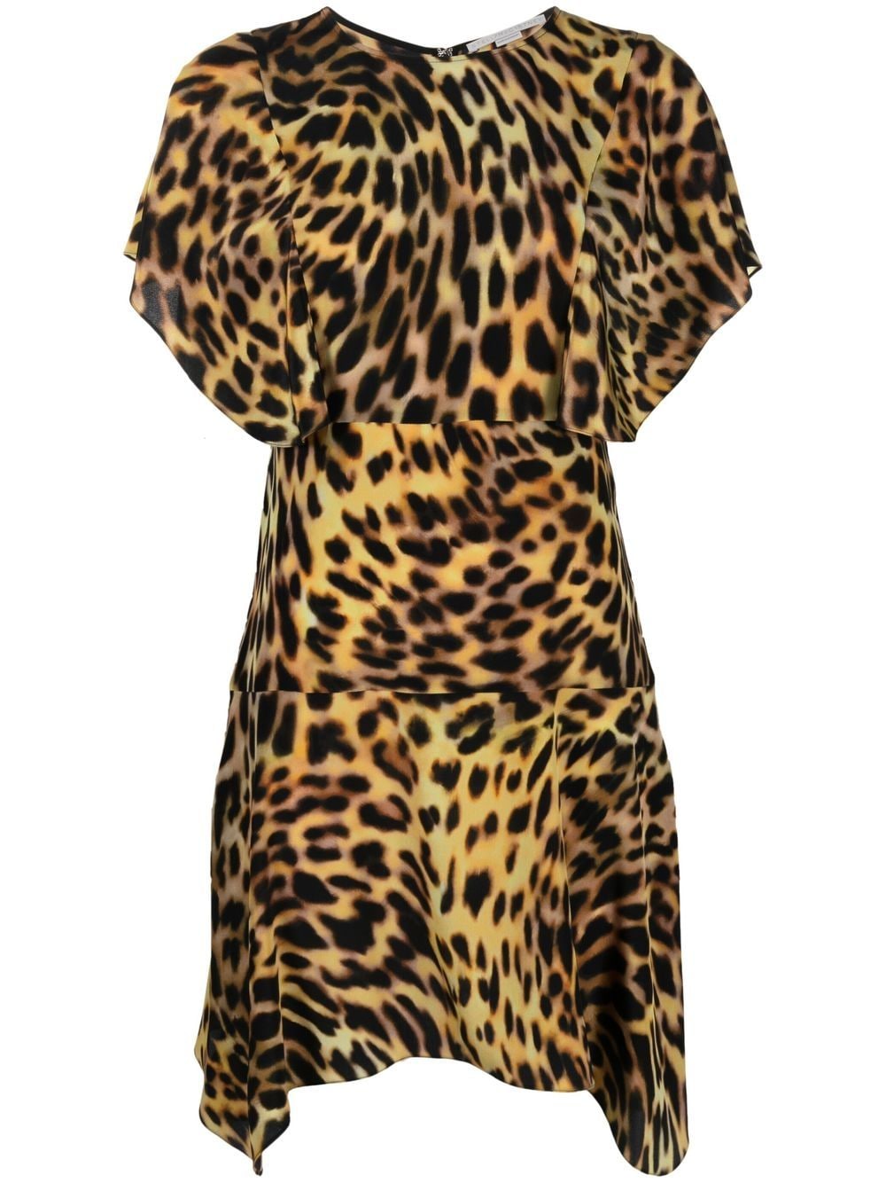 Shop Stella Mccartney Leopard-print Silk Flounce Dress In Nude