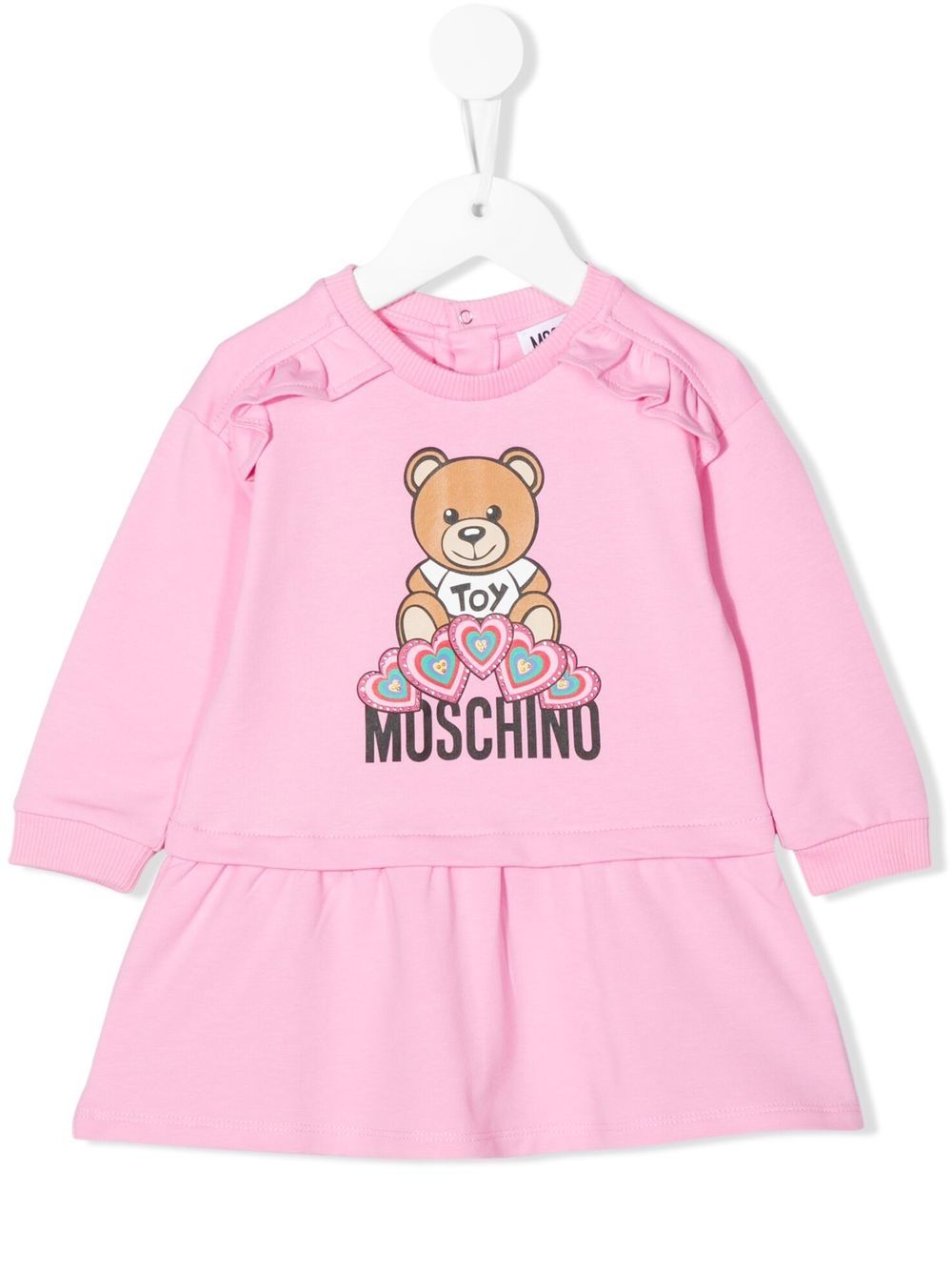 Moschino Kids Teddy Bear-print ruffled mini dress - Pink