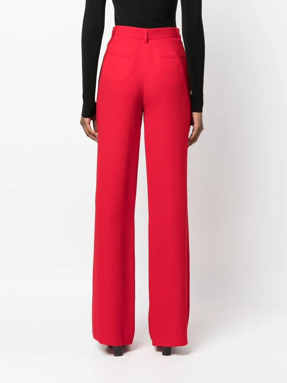 Shop Valentino High-waisted Wide-leg Trousers In Rot