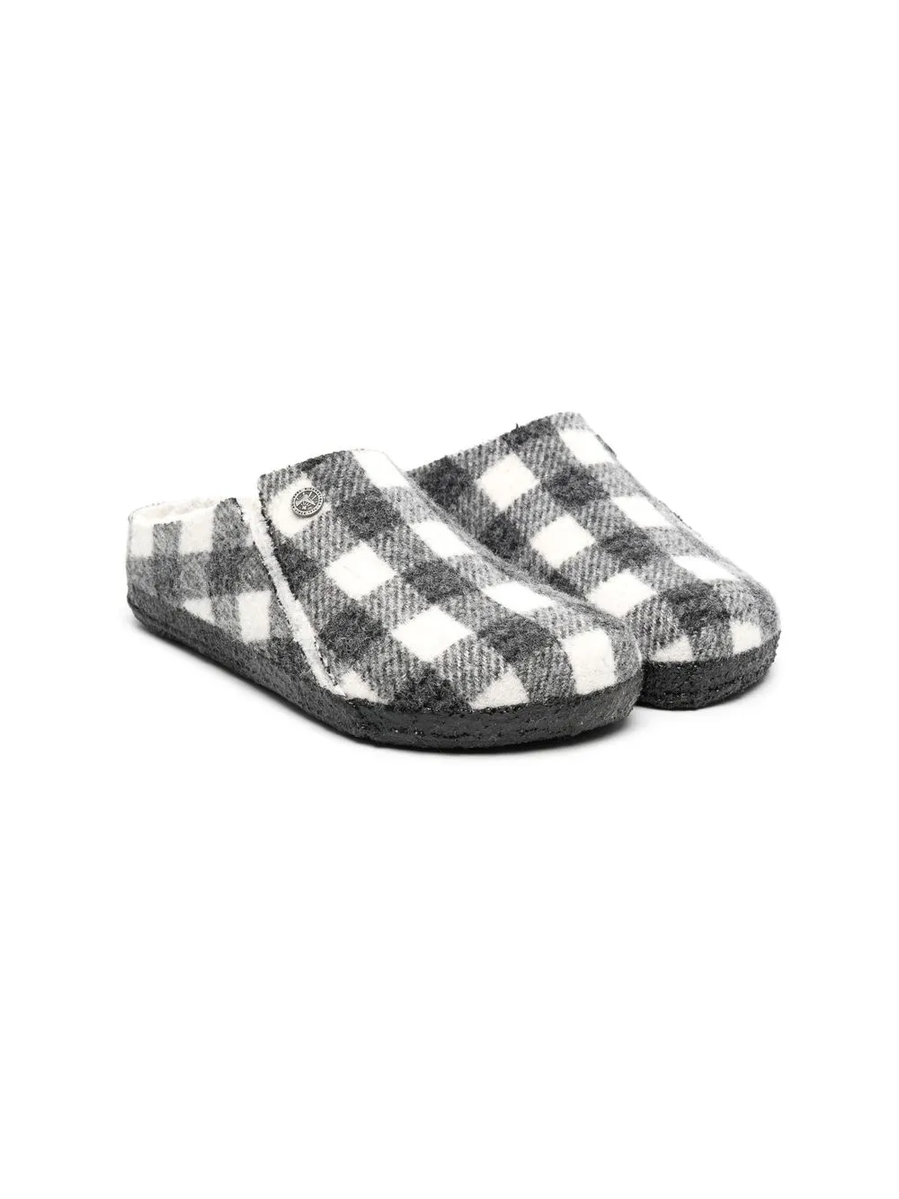 

Birkenstock Kids slippers con motivo de cuadros - Blanco