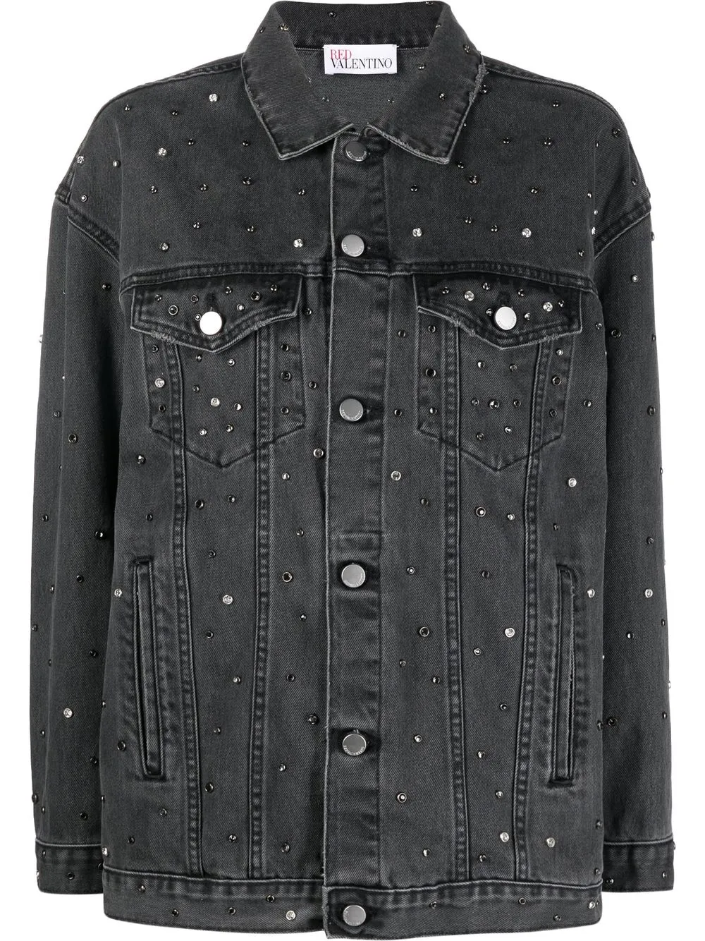 

RED Valentino camisa de mezclilla con detalles de strass - Negro