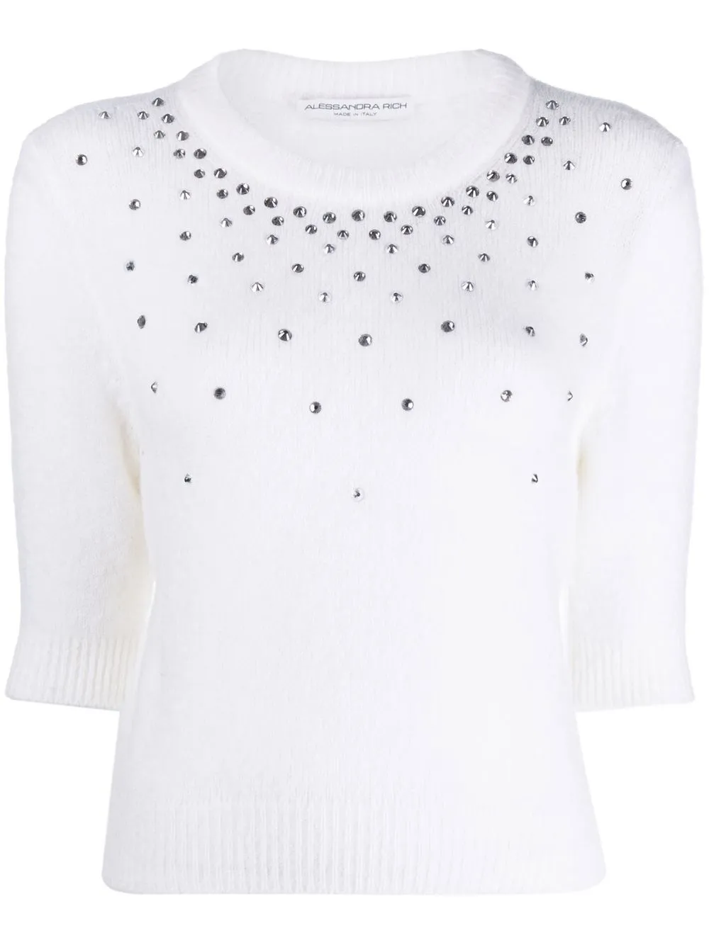 

Alessandra Rich top con apliques de strass - Blanco