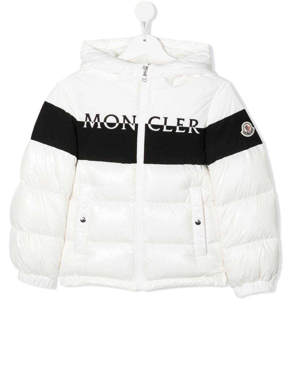 

Moncler Enfant chamarra capitonada con logo estampado - Blanco