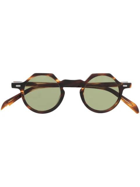 Lesca tortoise round-frame sunglasses
