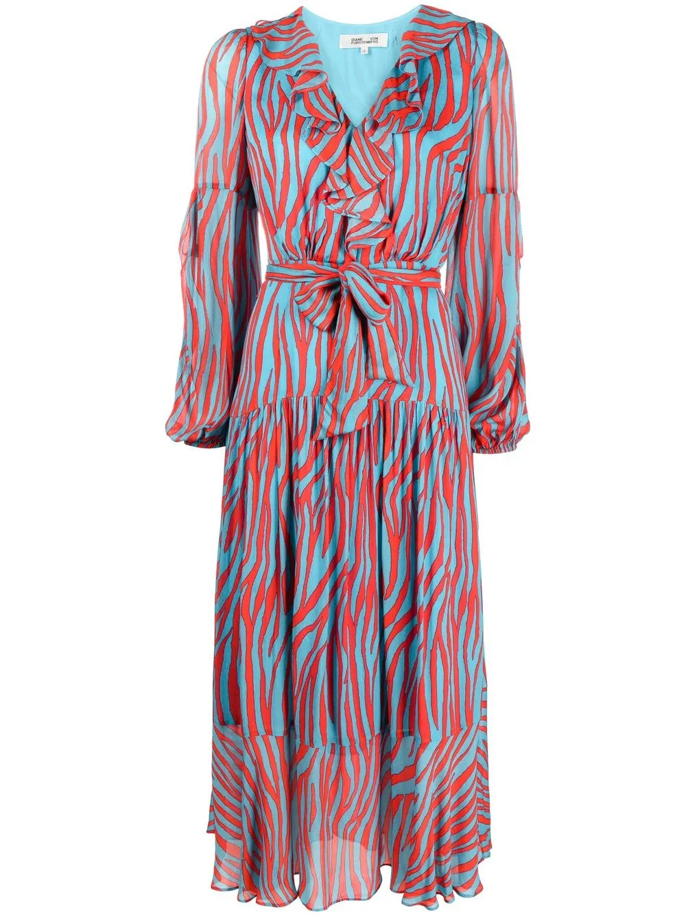 

DVF Diane von Furstenberg vestido Jaxson midi con estampado de cebra - Azul