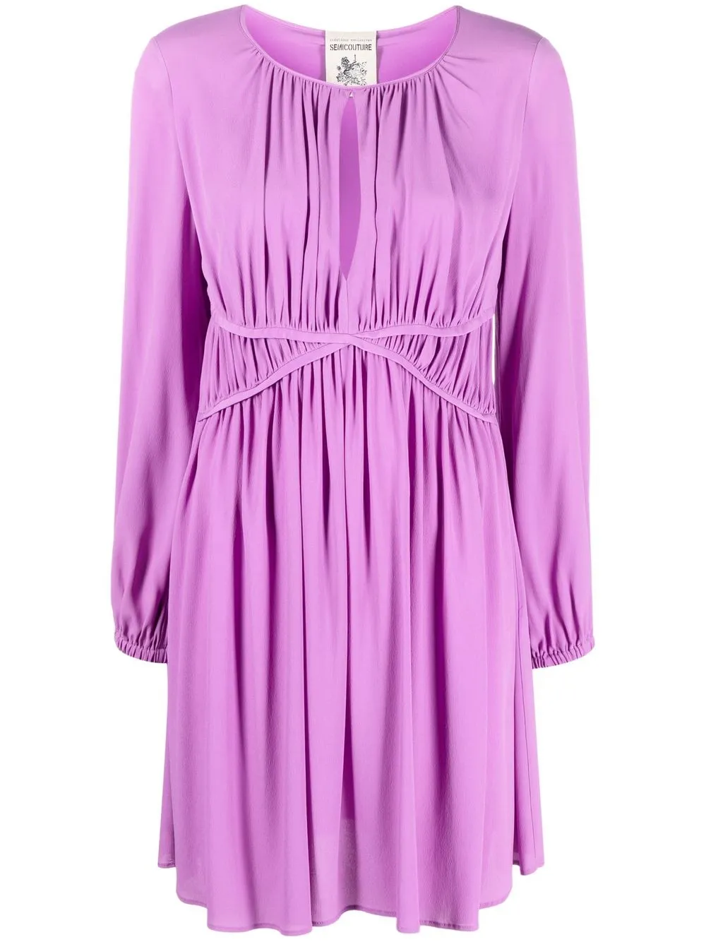 

Semicouture keyhole smocked dress - Purple