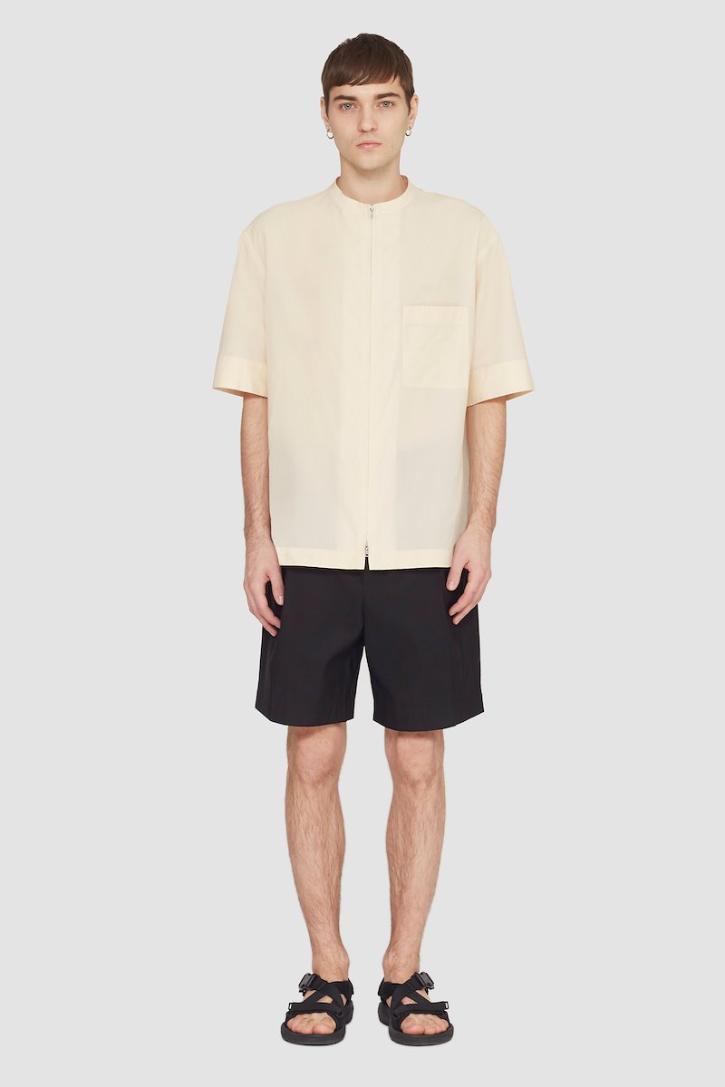 Short Sleeve Zip-Front Sheer Shirt-neutrals #1 Short Sleeve Zip-Front Sheer Shirt, null- 1