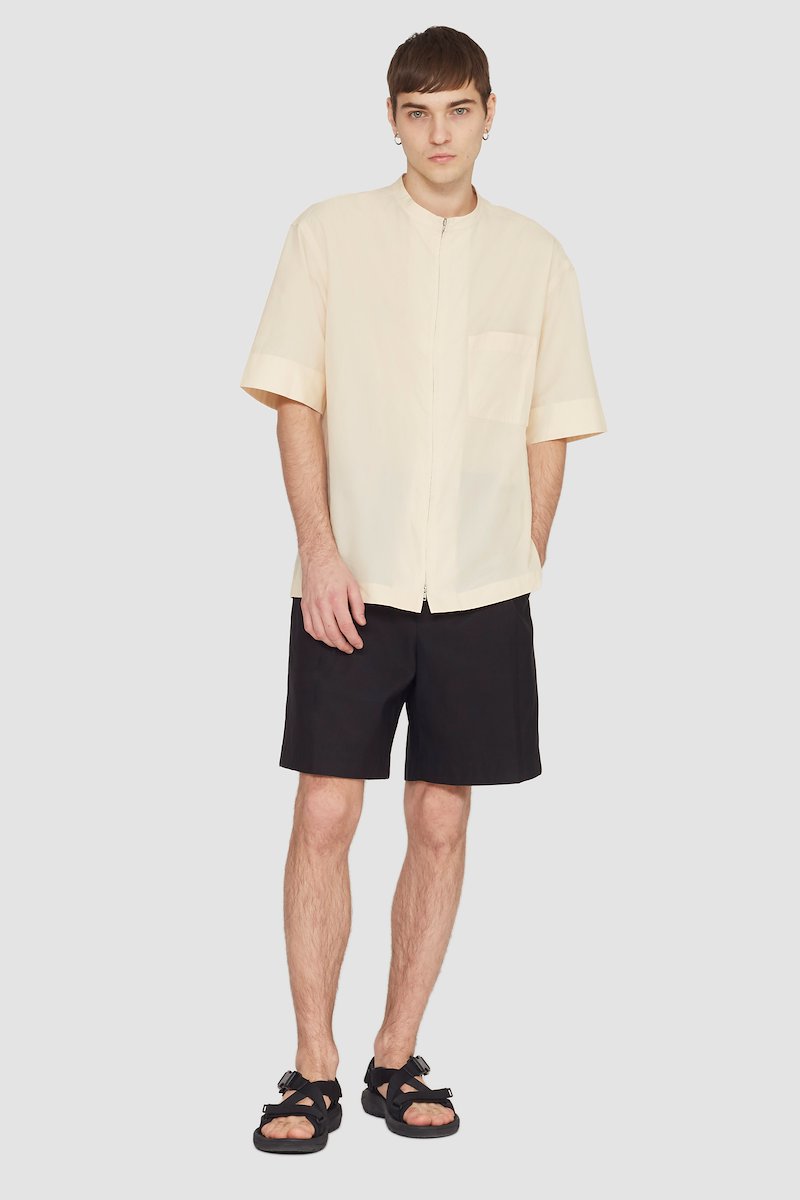 Short Sleeve Zip-Front Sheer Shirt-neutrals #0 Short Sleeve Zip-Front Sheer Shirt, null- 0