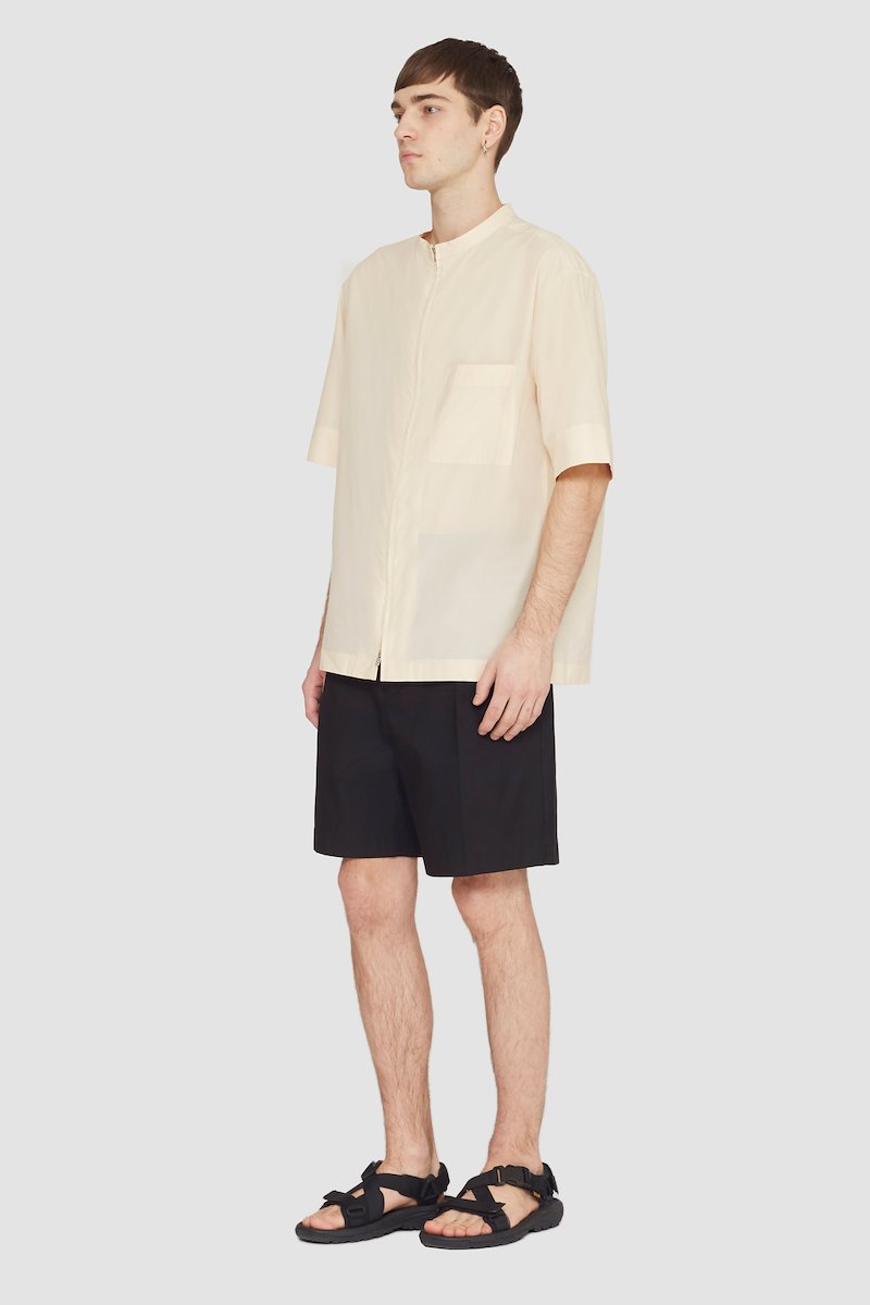Short Sleeve Zip-Front Sheer Shirt-neutrals #0 Short Sleeve Zip-Front Sheer Shirt, null- 2