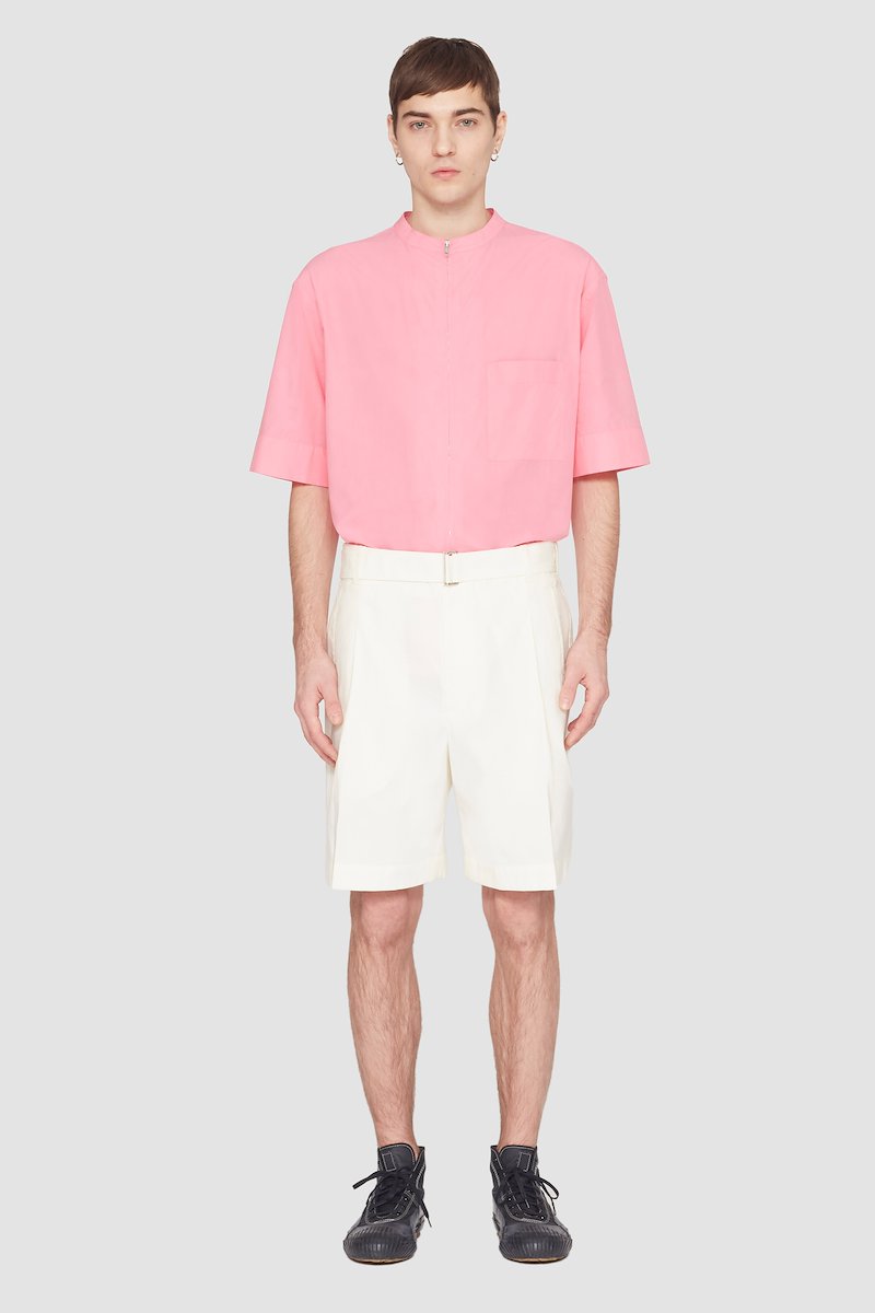 Pleated Short With Self Belt-white #1 Pleated Short With Self Belt, null- 1