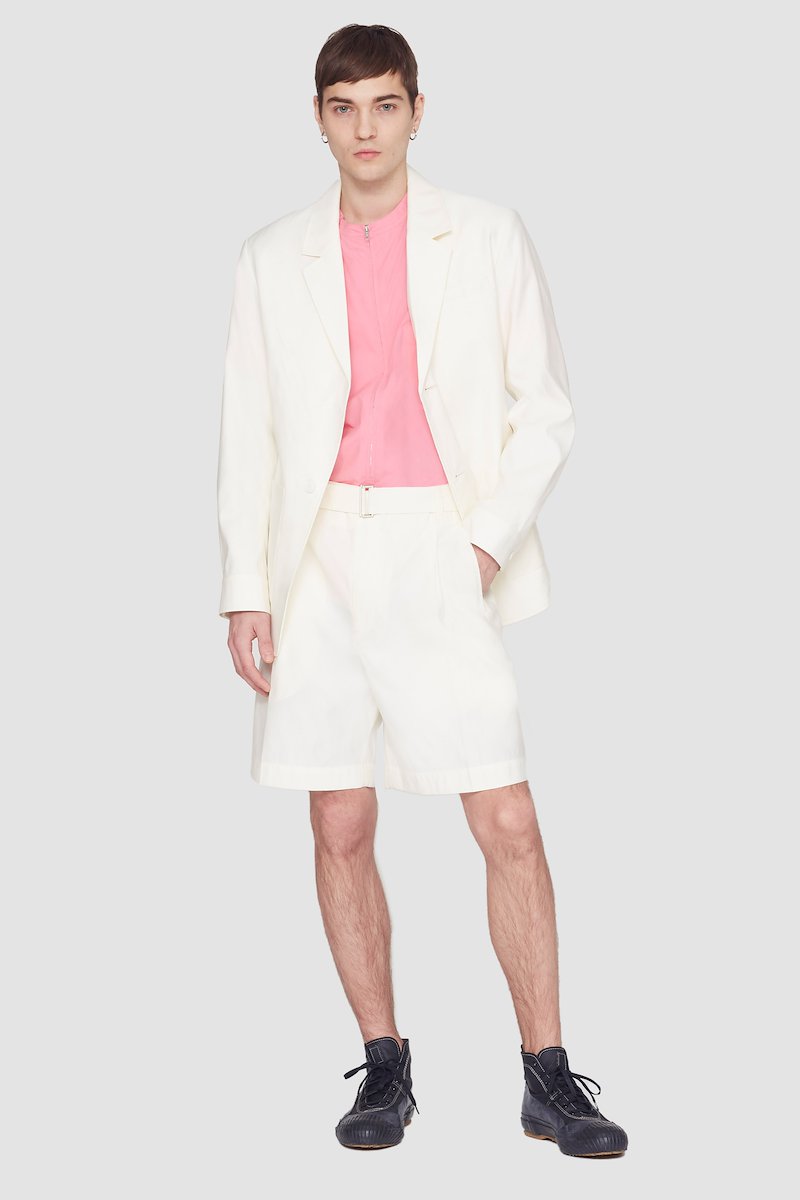 Pleated Short With Self Belt-white #0 Pleated Short With Self Belt, null- 0