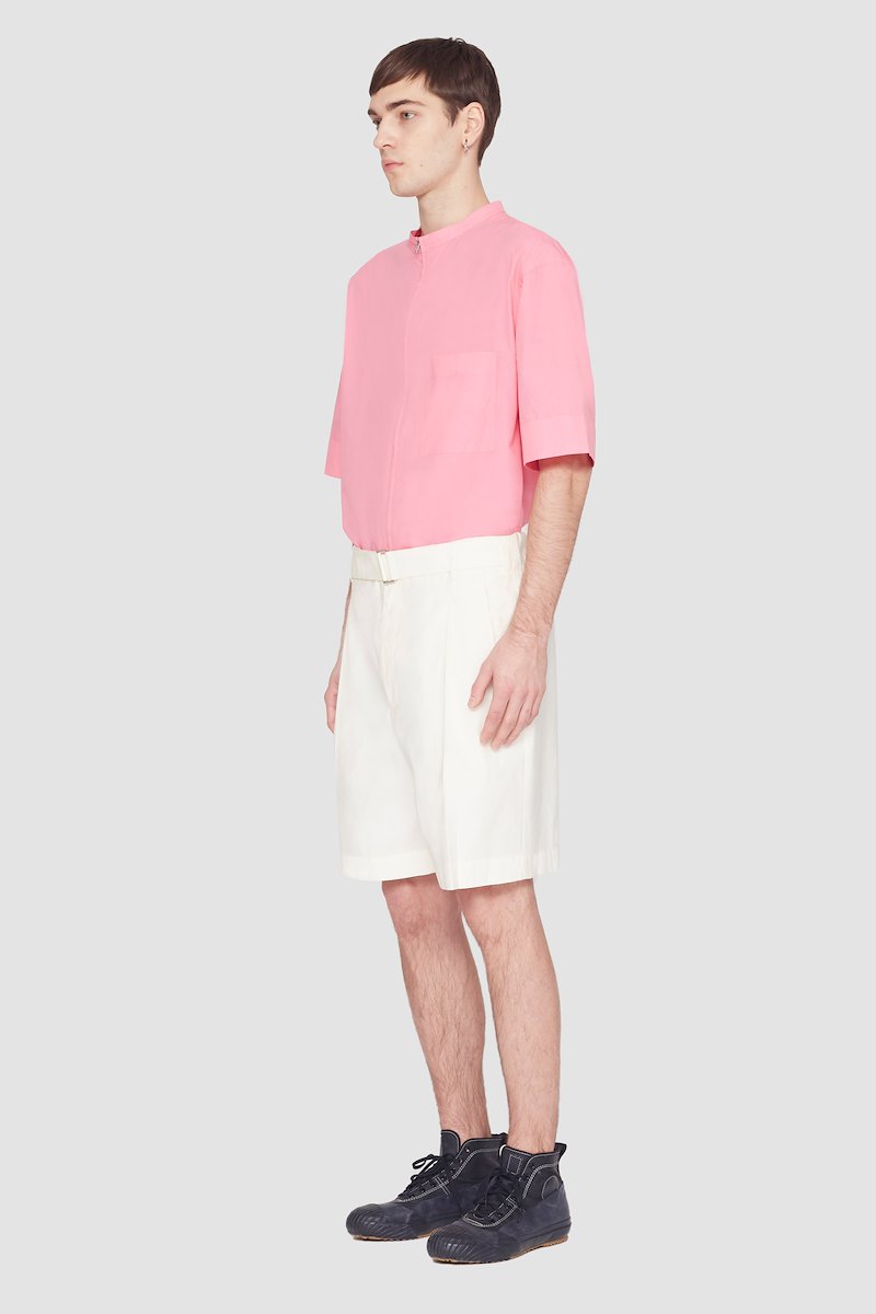 Pleated Short With Self Belt-white #0 Pleated Short With Self Belt, null- 2