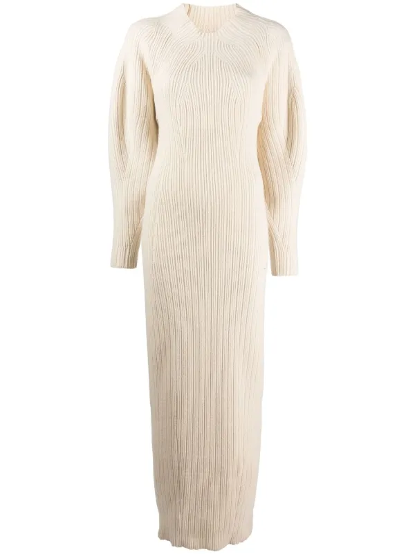 Cream ribbed hotsell maxi dress