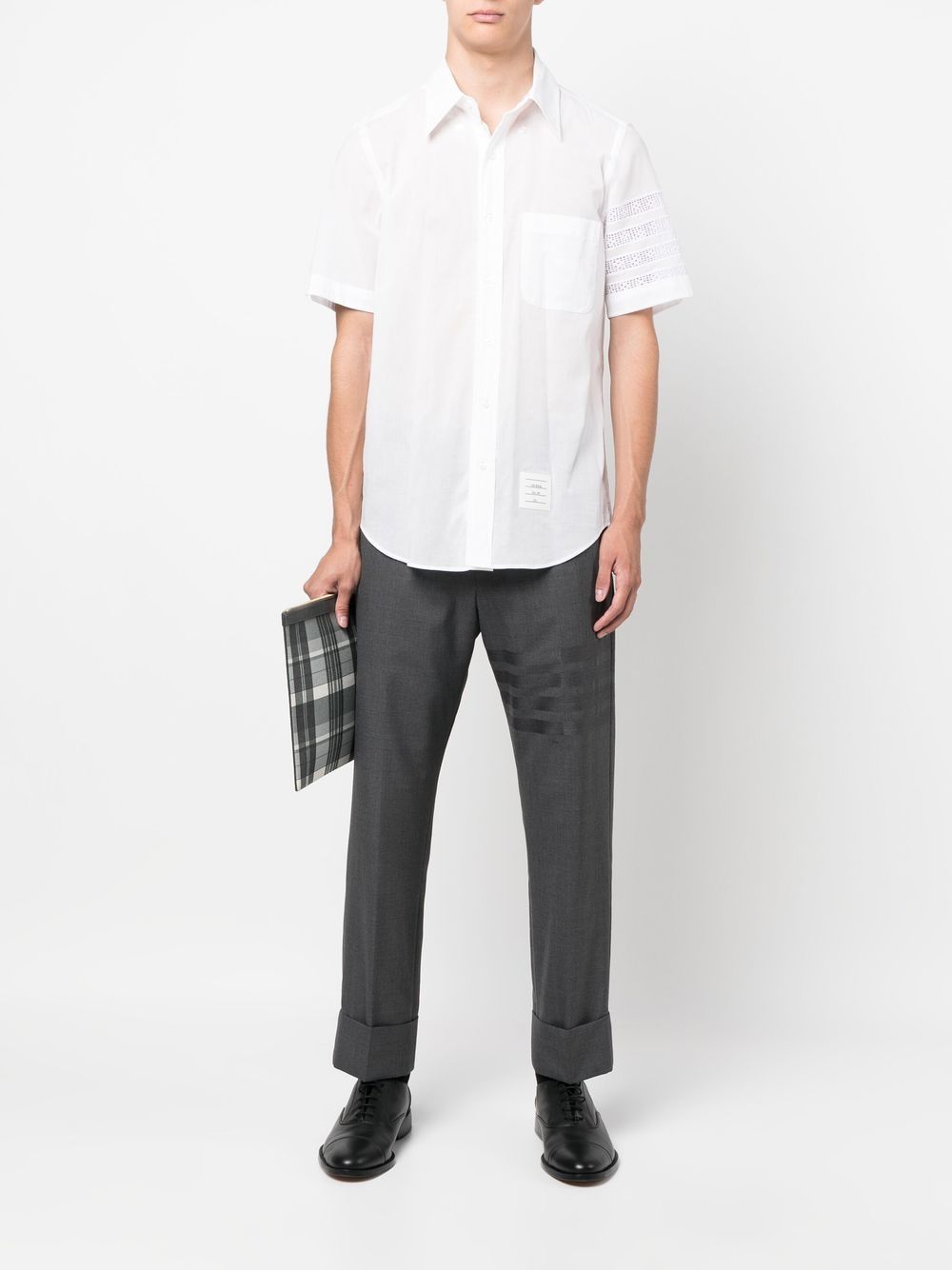 Shop Thom Browne 4-bar Stripe Short-sleeved Shirt In White