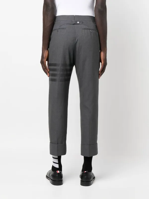パンツ THOM BROWNE BICOLOR WOOL CROPPED TROUSERS Thom Browne Cropped stripe-print Wool Trousers | Grey