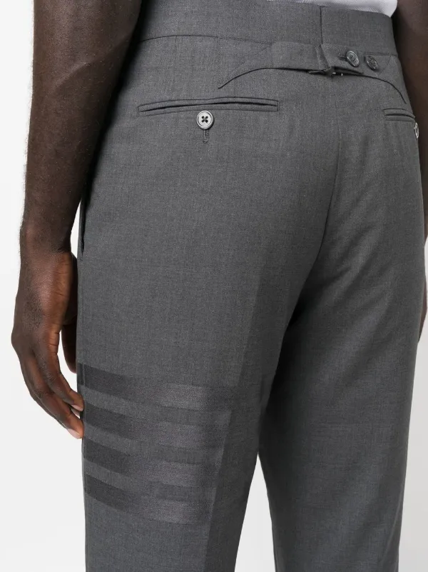 Thom Browne Cropped stripe-print Wool Trousers | Grey
