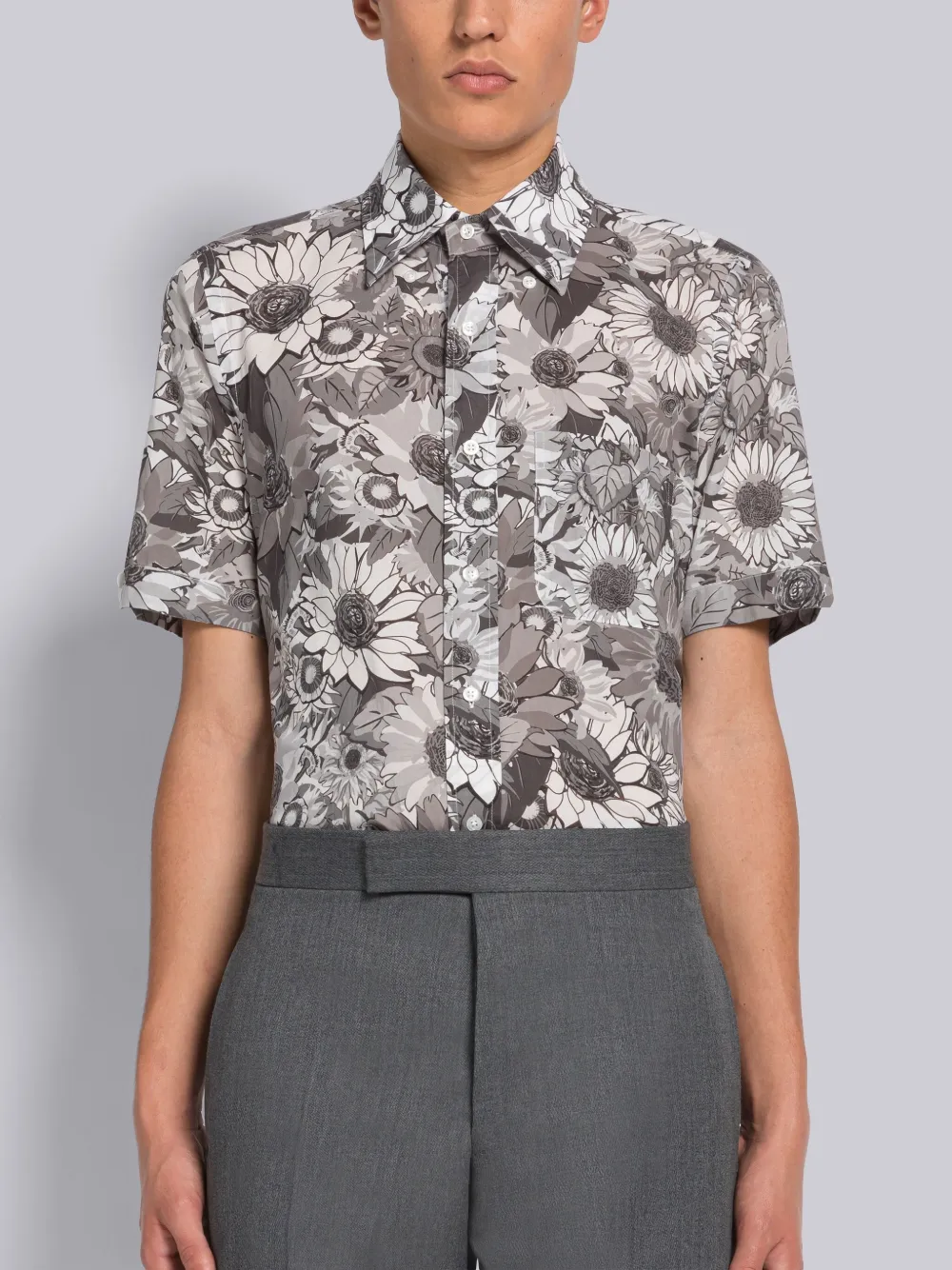 Thom Browne Hemd Mit Blumen-print In Grey