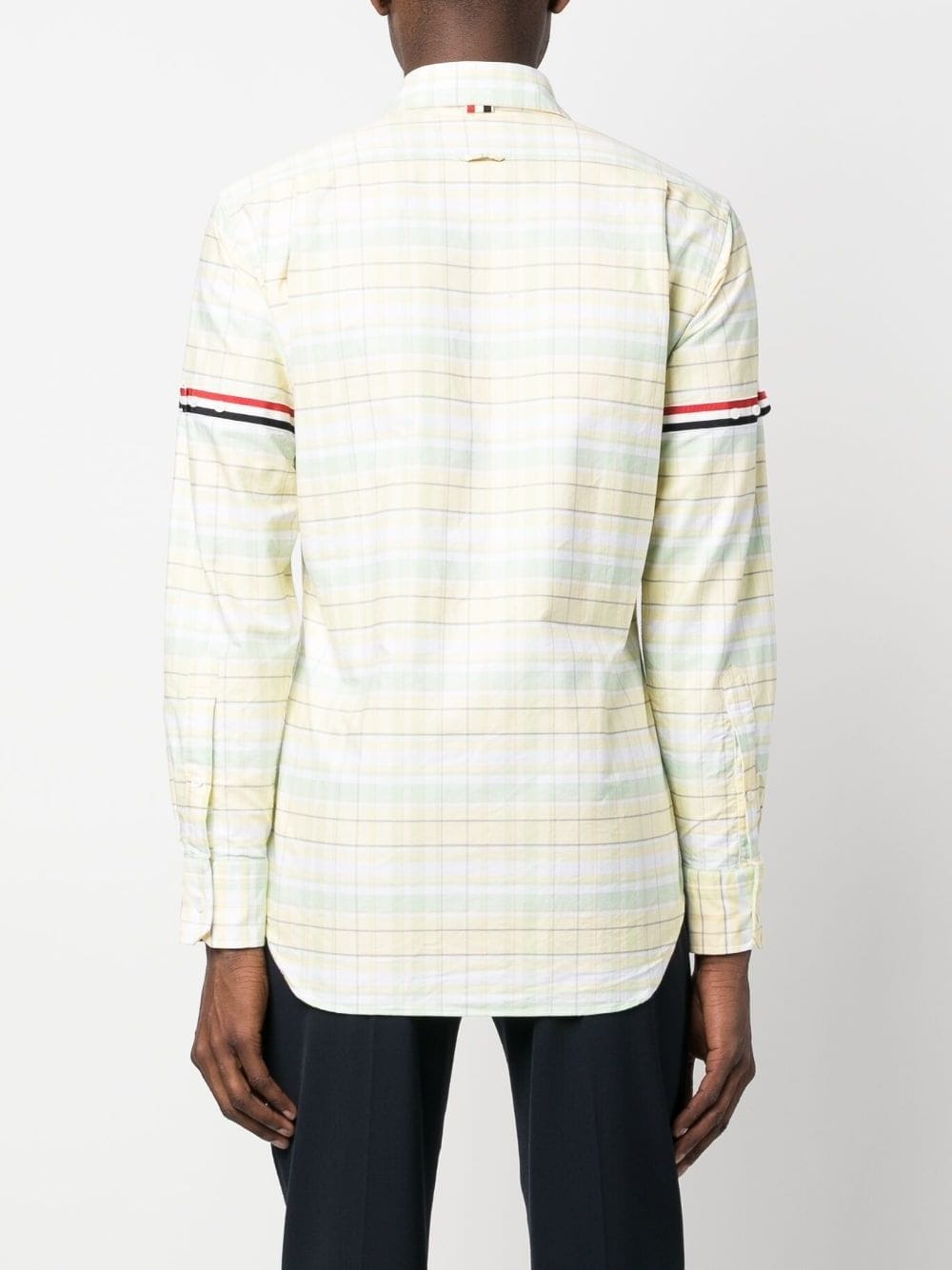 Shop Thom Browne Rwb-stripe Check Shirt In 750 Light Yellow