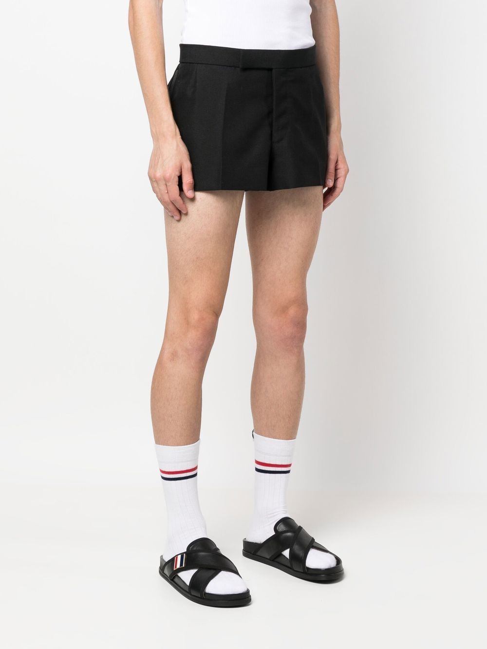 Shop Thom Browne Tailored Wool Shorts In Black