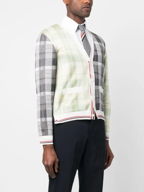 Thom Browne チェック カーディガン | ホワイト | FARFETCH JP