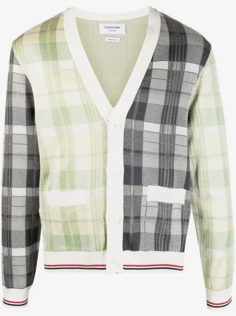 Thom Browne panelled checked cardigan