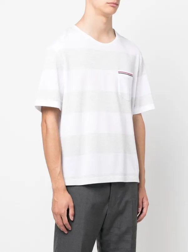 Thom Browne RWB Pocket Striped T-shirt | Grey | FARFETCH IN Thom Browne RWB Pocket Striped T-shirt | Grey | FARFETCH IN