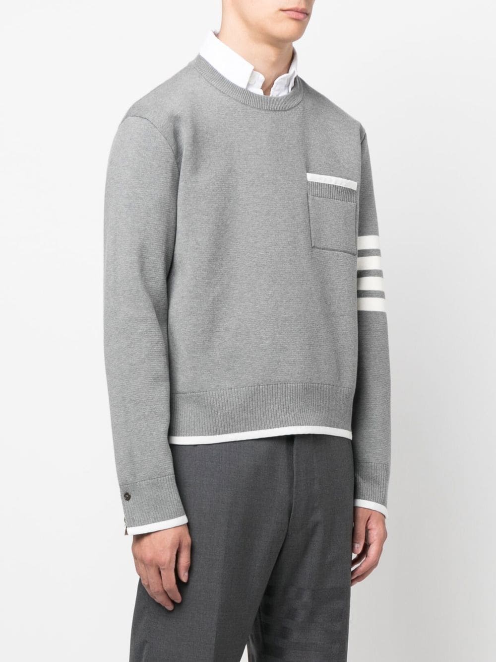 Shop Thom Browne 4-bar Striped Jumper In Grey