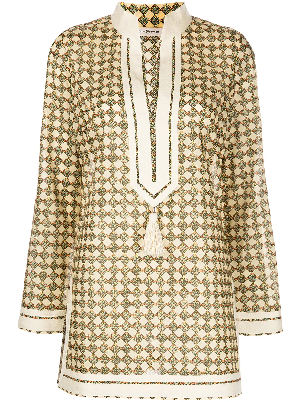 

Tory Burch geometric-print long-sleeve tunic - Yellow