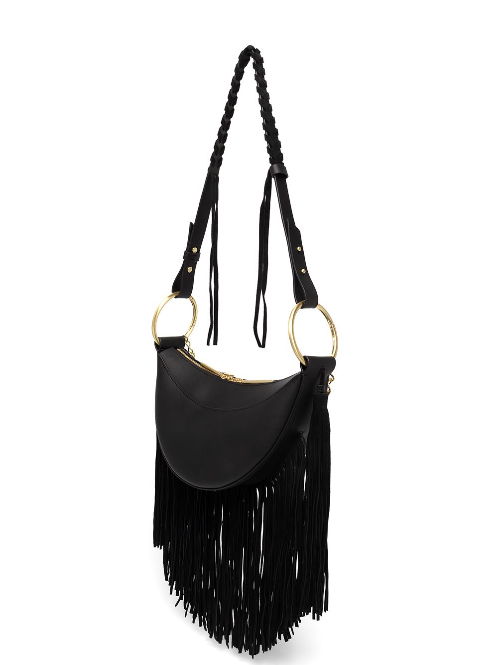 Zac Zac Posen Belay Zipped Saddle - Fringe in Black