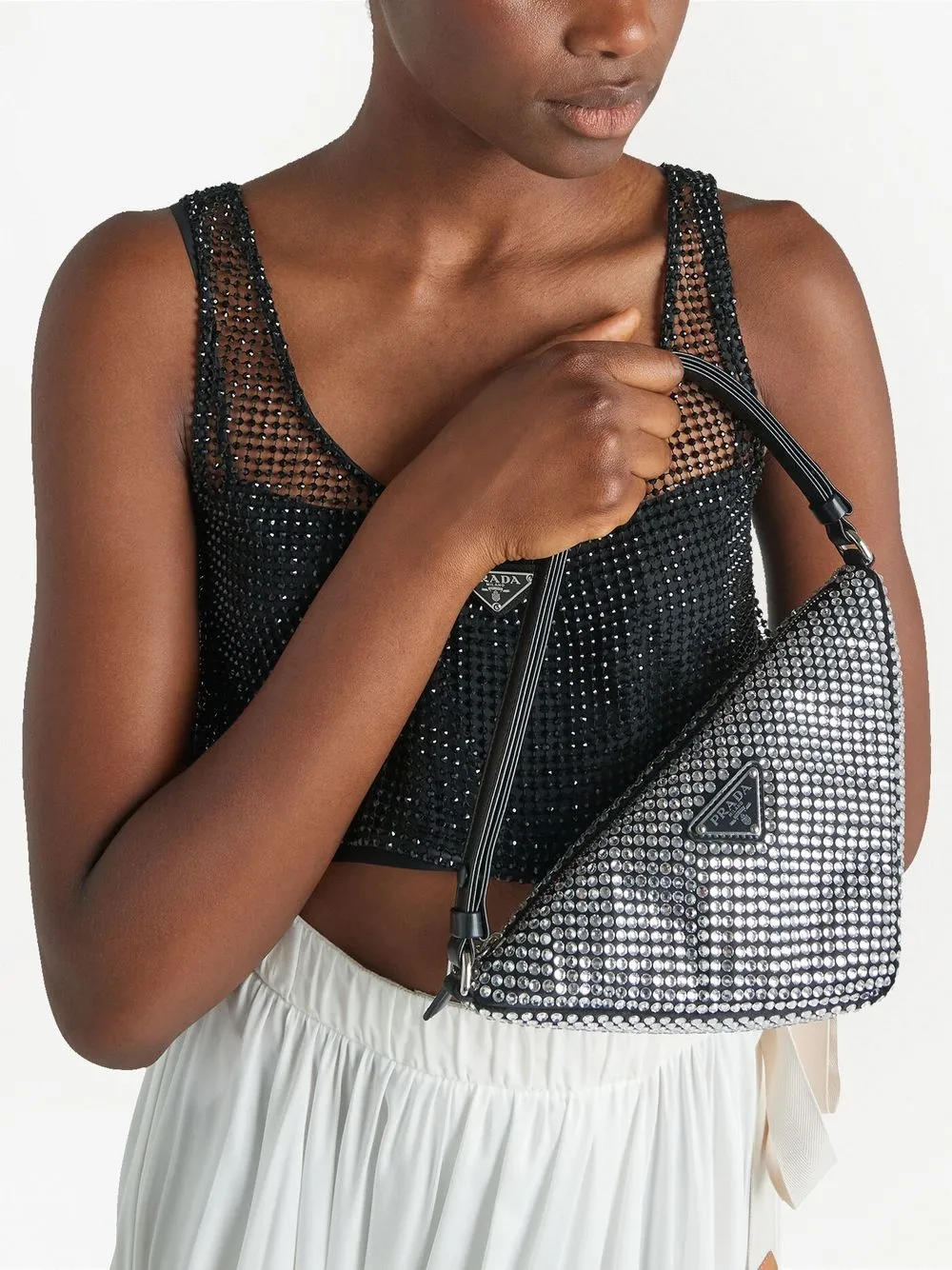 Prada Mini Triangle Crystal-embellished Crossbody Bag