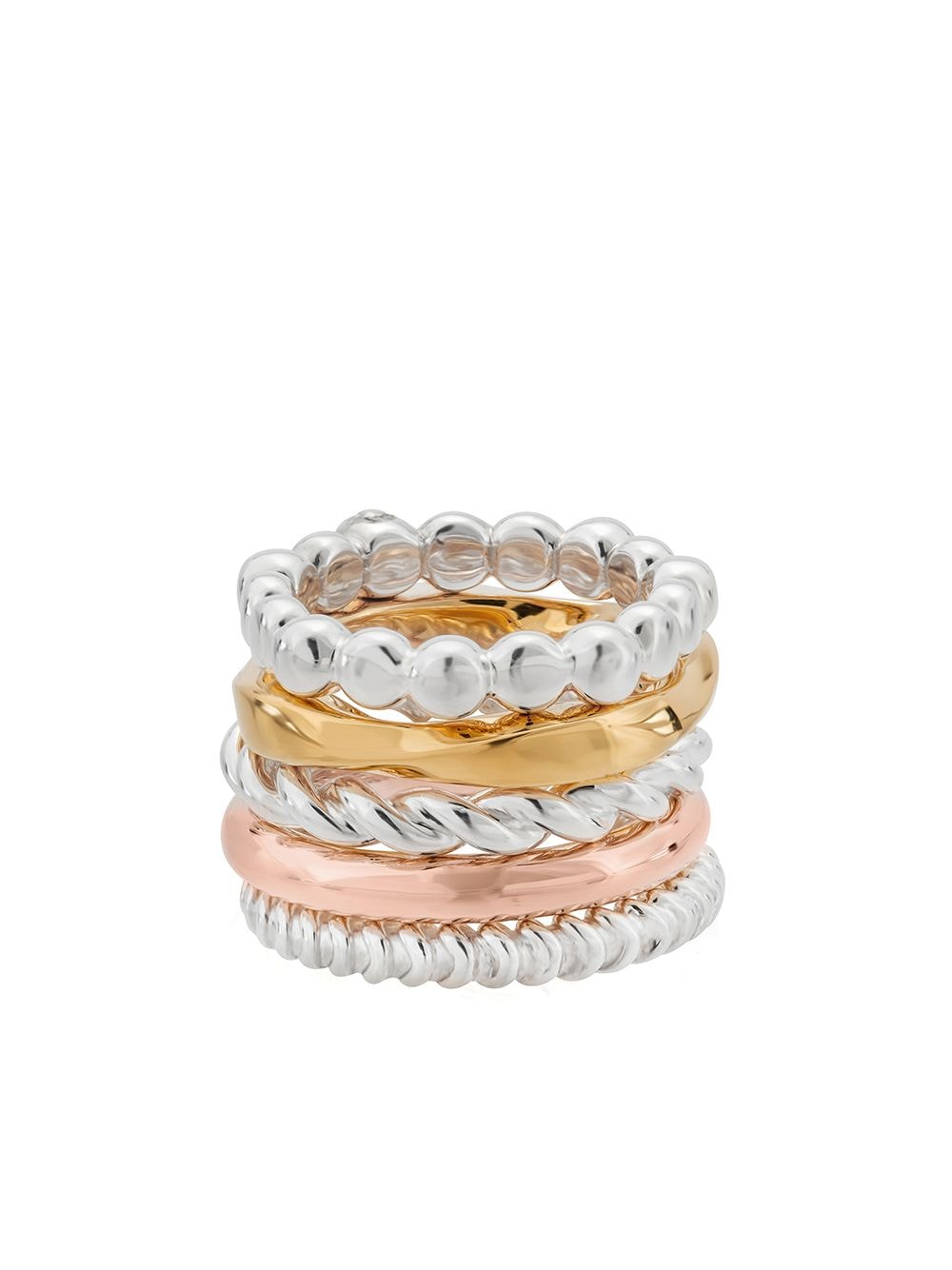 Tane México 1942 Sterling Silver And 23kt Yellow And Rose Gold Vermeil Alma Stacked Rings In Metallic