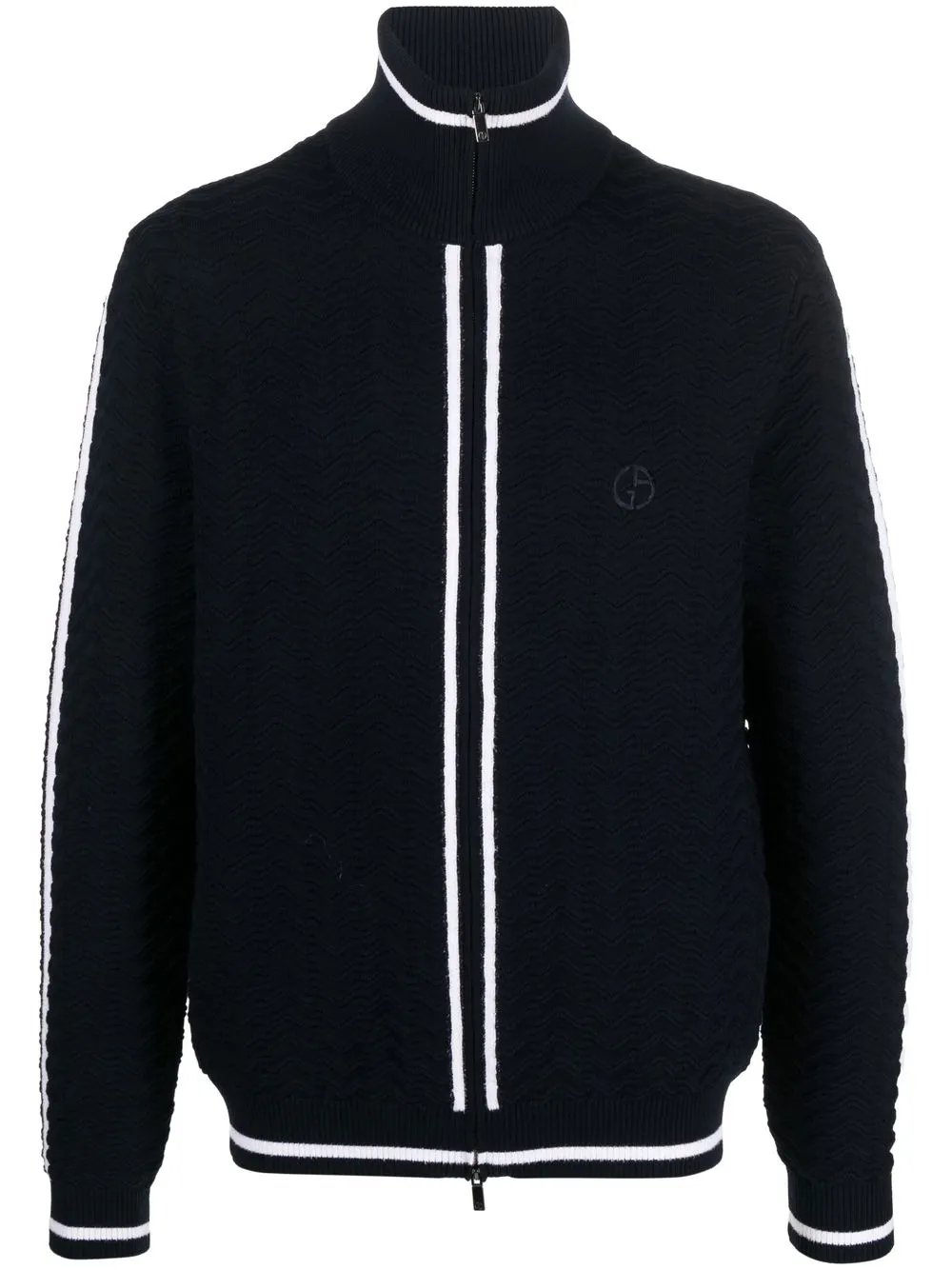 

Giorgio Armani embroidered-logo zipped jumper - Blue