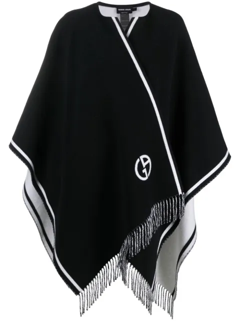 giorgio armani logo嵌花流苏斗篷