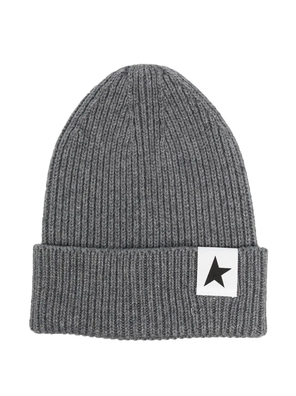 

Golden Goose Kids gorro tejido de canalé con parche de estrella - Gris