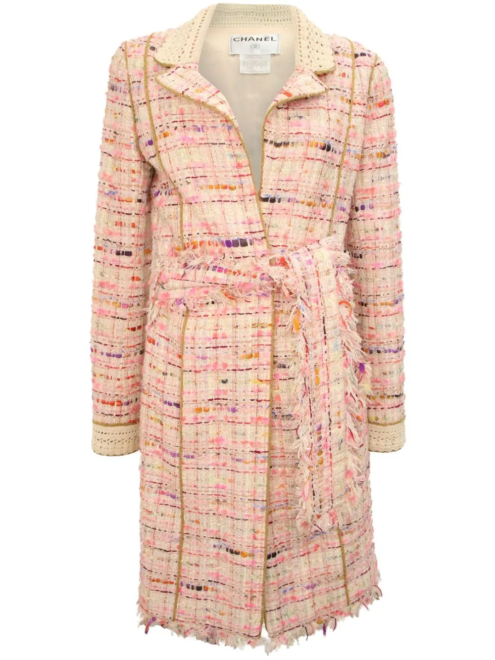 

CHANEL Pre-Owned 2004 belted tweed coat - Pink