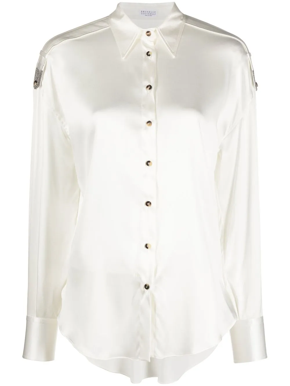 

Brunello Cucinelli camisa con satén - Blanco