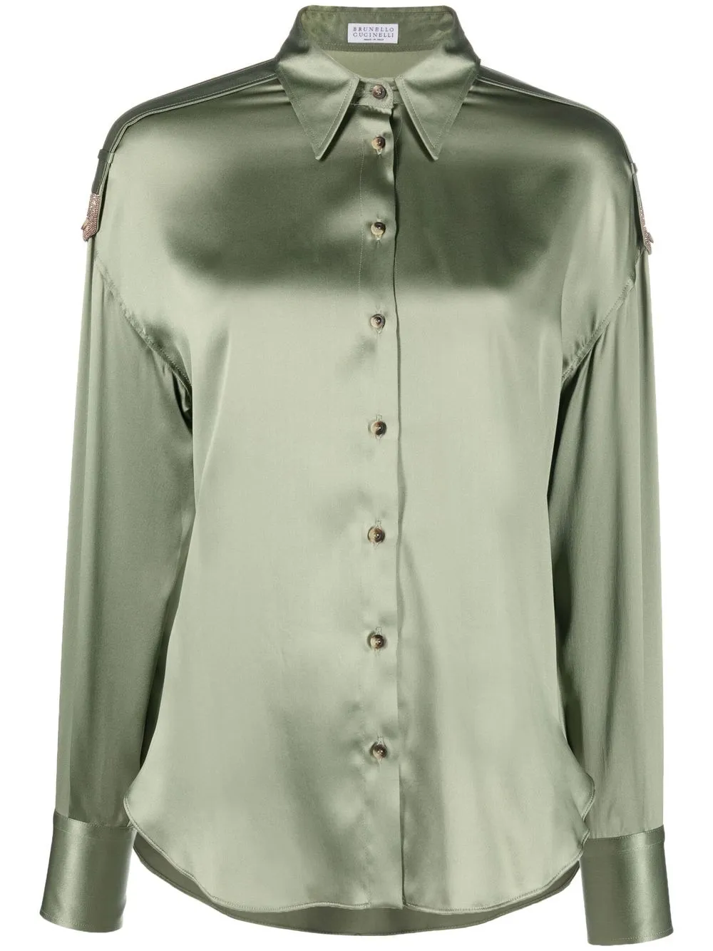 

Brunello Cucinelli camisa con satén - Verde