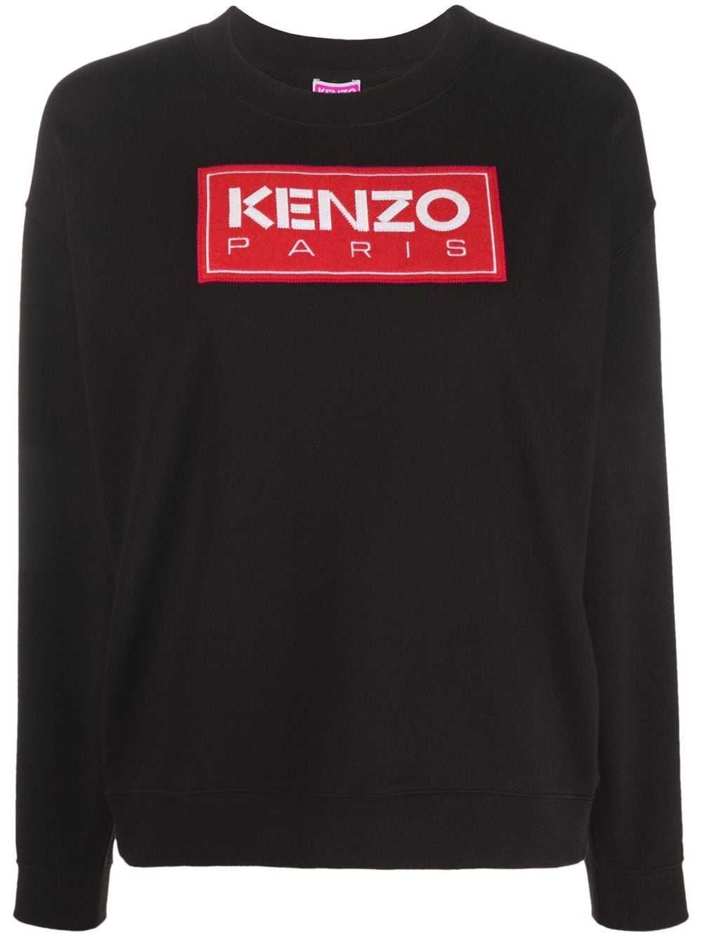 Shop Kenzo Logo Patch Crew-neck Sweatshirt In Schwarz