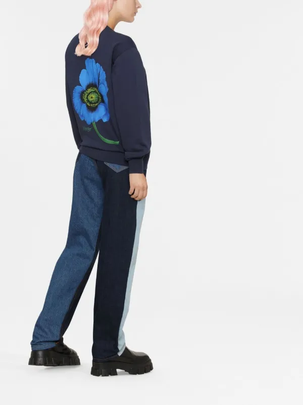 Kenzo Poppy-print Cotton Sweatshirt | Blue | FARFETCH AE
