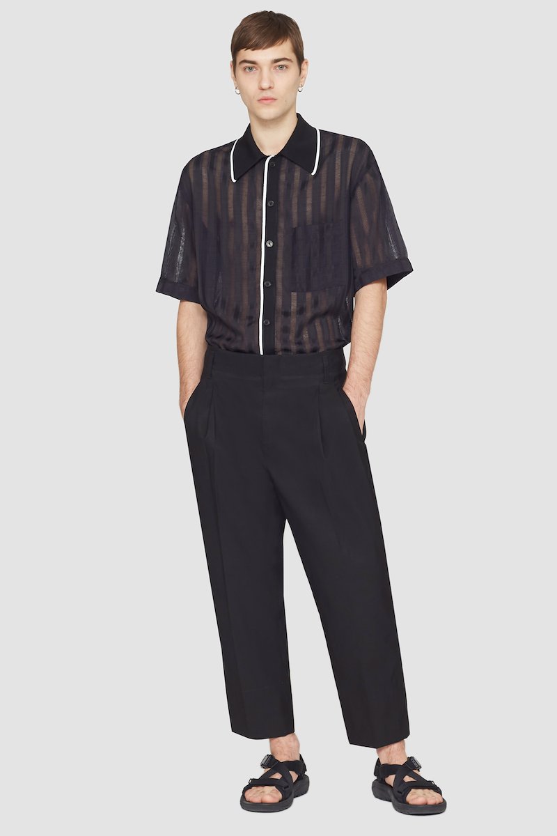 Double Pleat Tapered Trouser-black #0 Double Pleat Tapered Trouser, null- 0