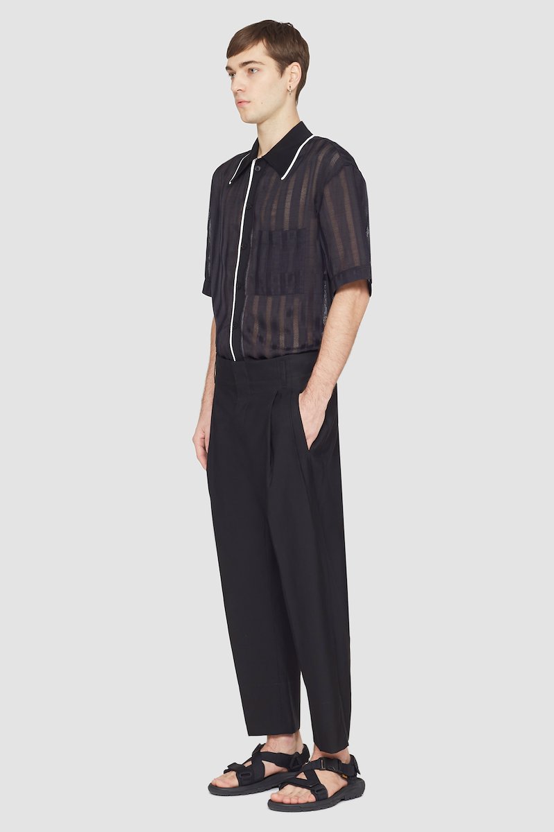 Double Pleat Tapered Trouser-black #1 Double Pleat Tapered Trouser, null- 1