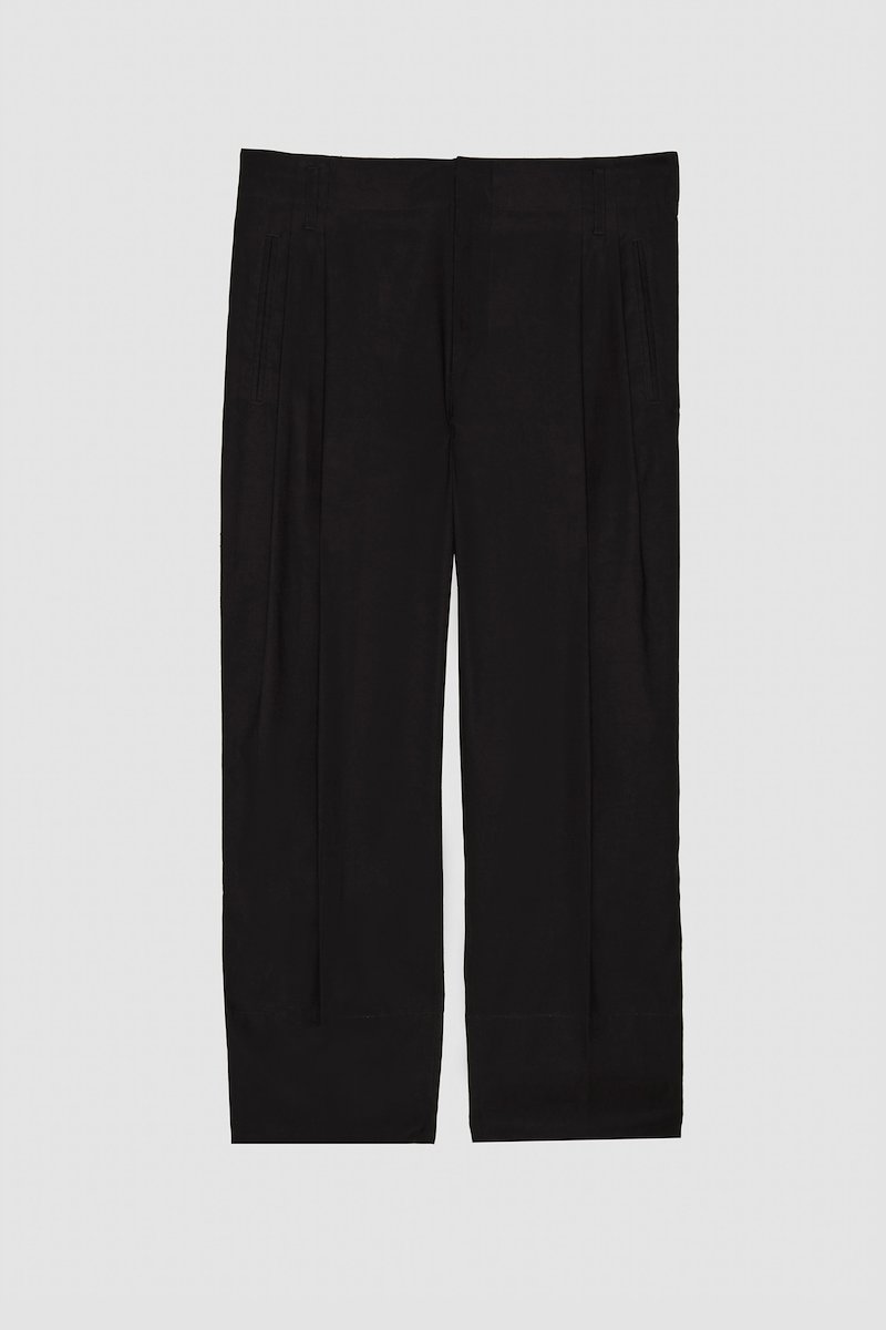 Double Pleat Tapered Trouser-black #0 Double Pleat Tapered Trouser, null- 4