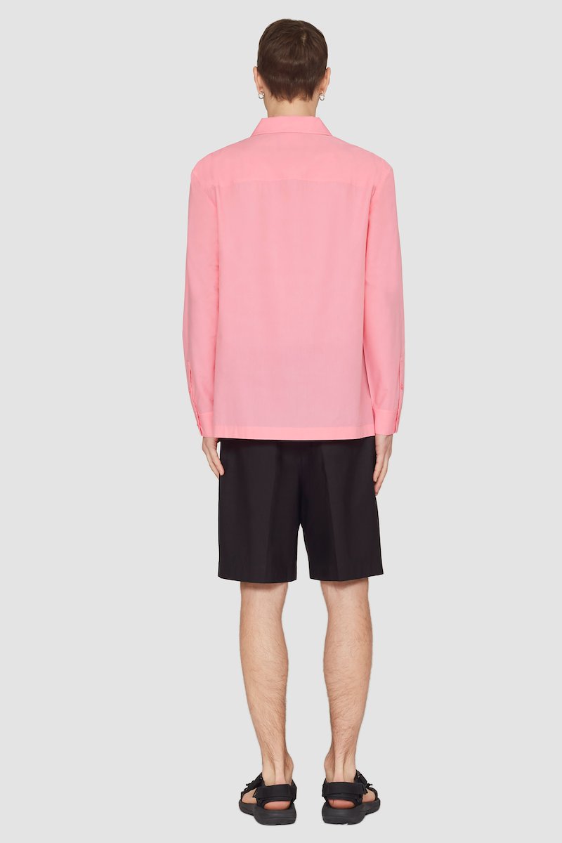 Long Sleeve Convertible Collar Sheer Shirt-pink #1 Long Sleeve Convertible Collar Sheer Shirt, null- 3