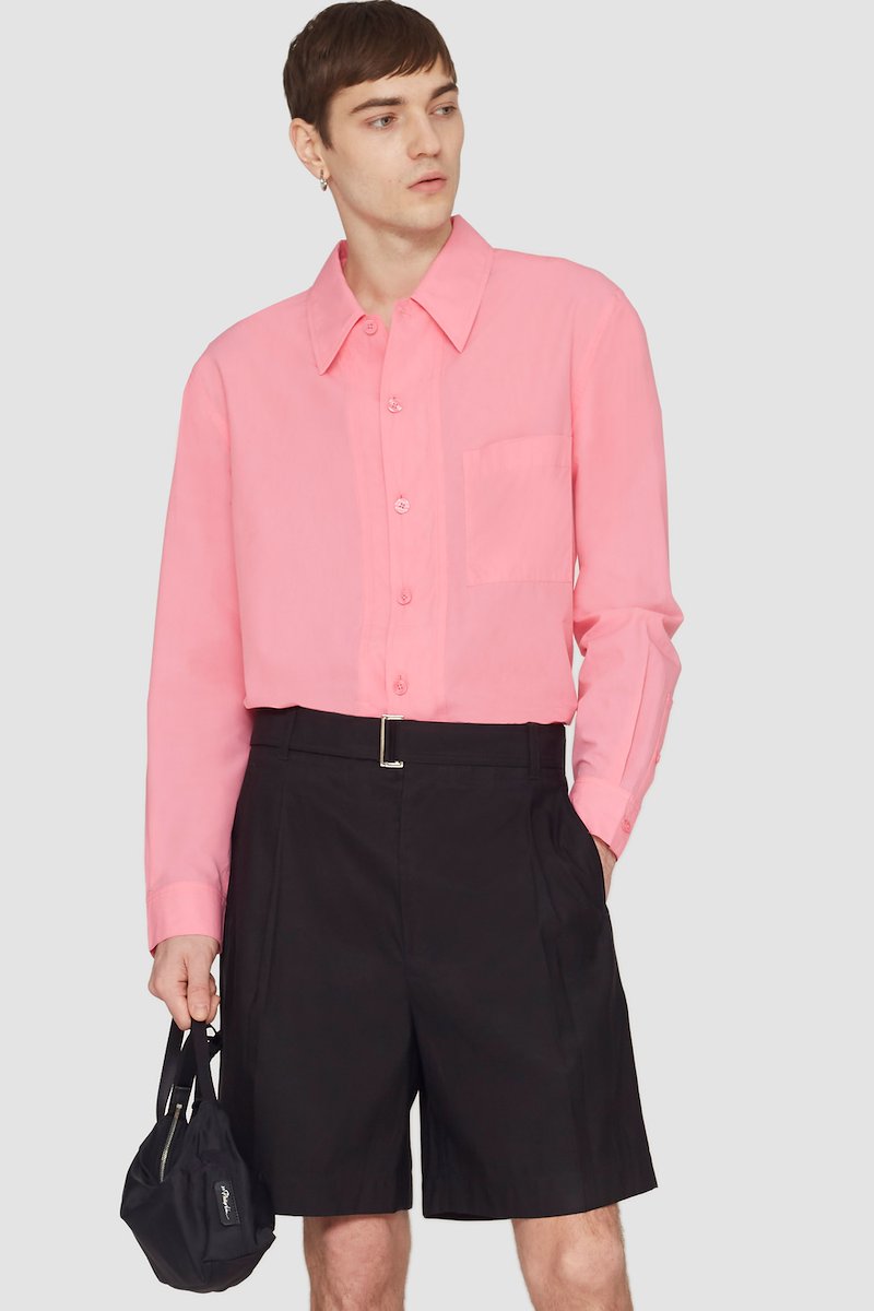 Long Sleeve Convertible Collar Sheer Shirt-pink #0 Long Sleeve Convertible Collar Sheer Shirt, null- 4