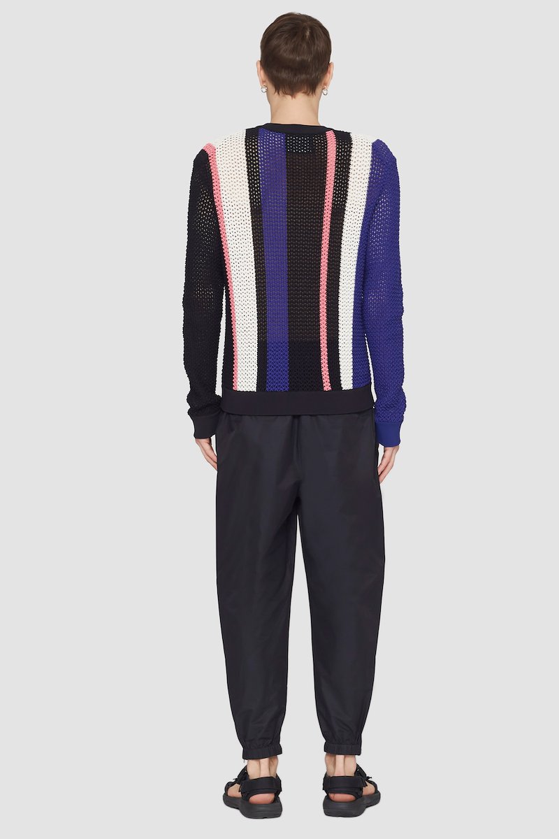 Long Sleeve Stripe Pointelle Pullover-black #1 Long Sleeve Stripe Pointelle Pullover, null- 3