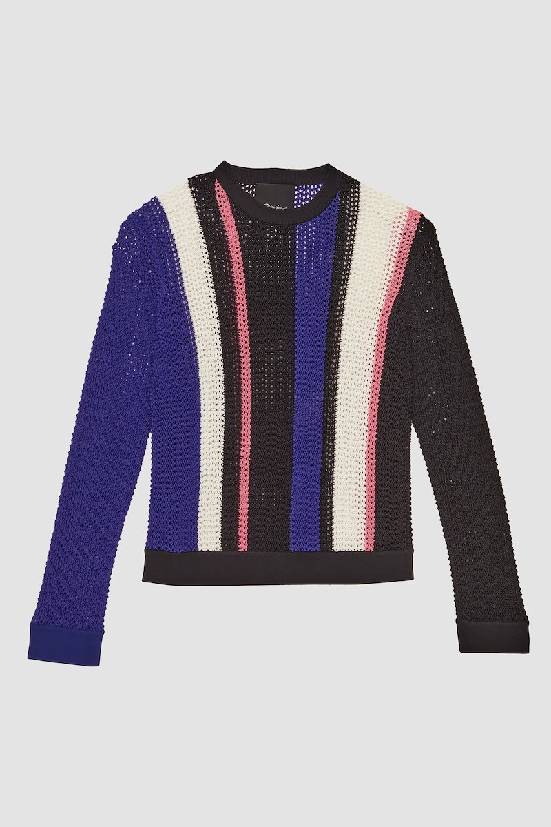 Long Sleeve Stripe Pointelle Pullover-black #1 Long Sleeve Stripe Pointelle Pullover, null- 5