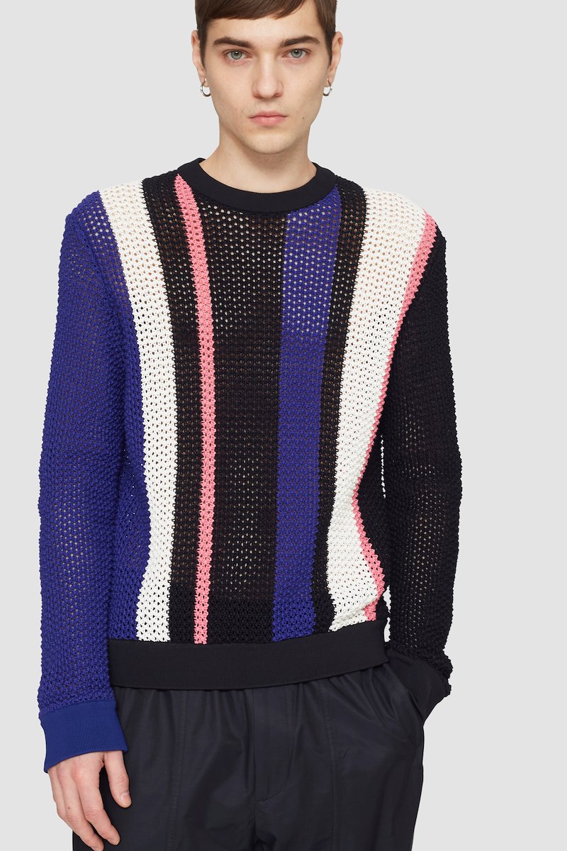 Long Sleeve Stripe Pointelle Pullover-black #0 Long Sleeve Stripe Pointelle Pullover, null- 4