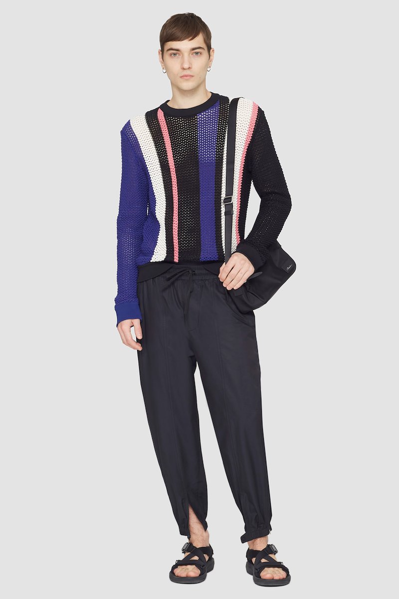Long Sleeve Stripe Pointelle Pullover-black #0 Long Sleeve Stripe Pointelle Pullover, null- 0