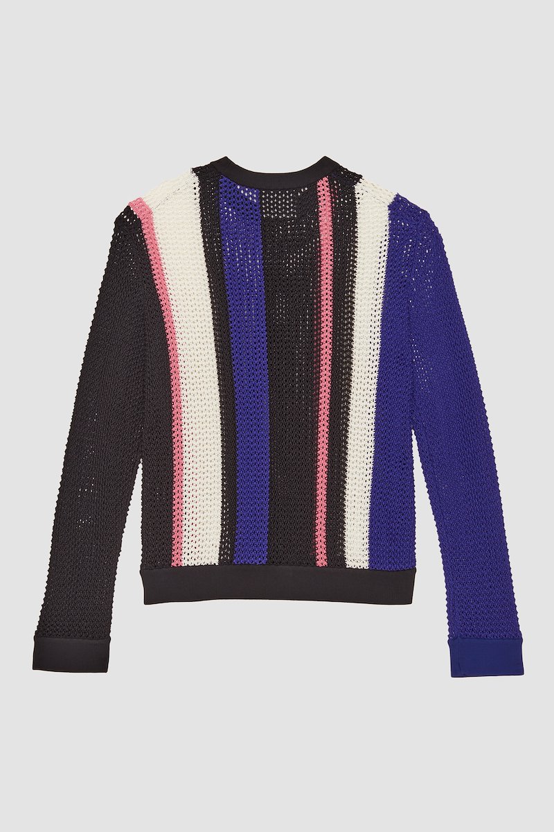 Long Sleeve Stripe Pointelle Pullover-black #0 Long Sleeve Stripe Pointelle Pullover, null- 6